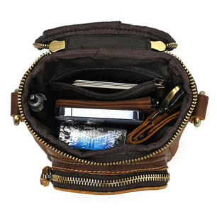 Men's Genuine Leather Multifunctional Solid Pattern Shoulder Bag