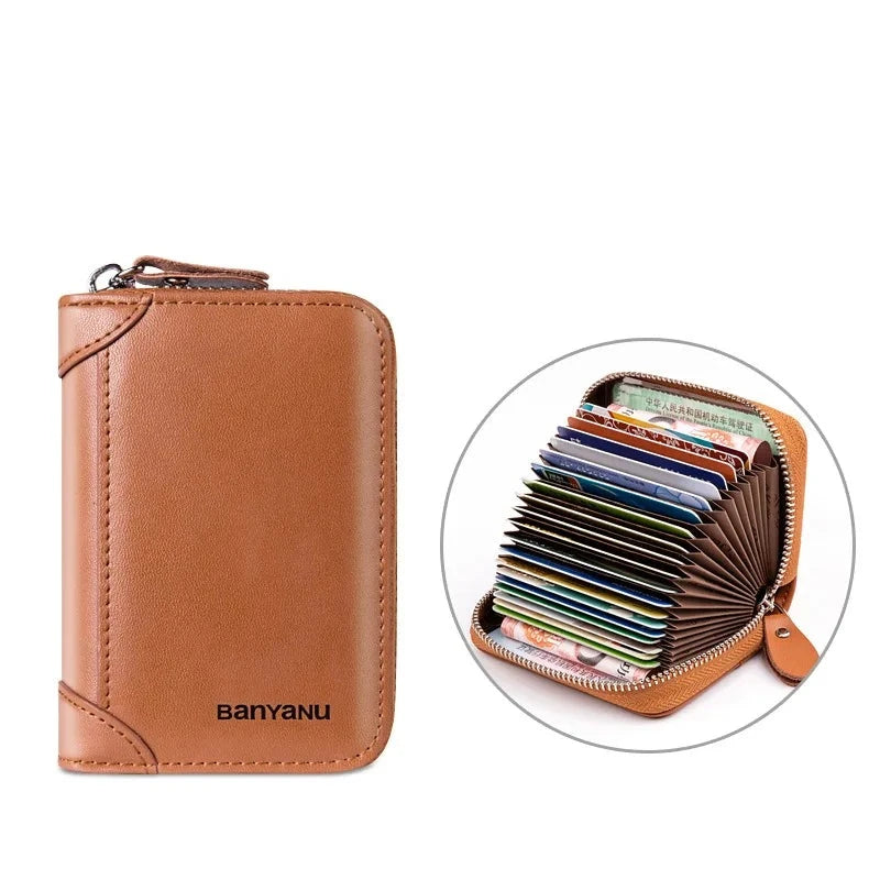 Men's Genuine Leather Letter Pattern Card Holder Trendy Wallets