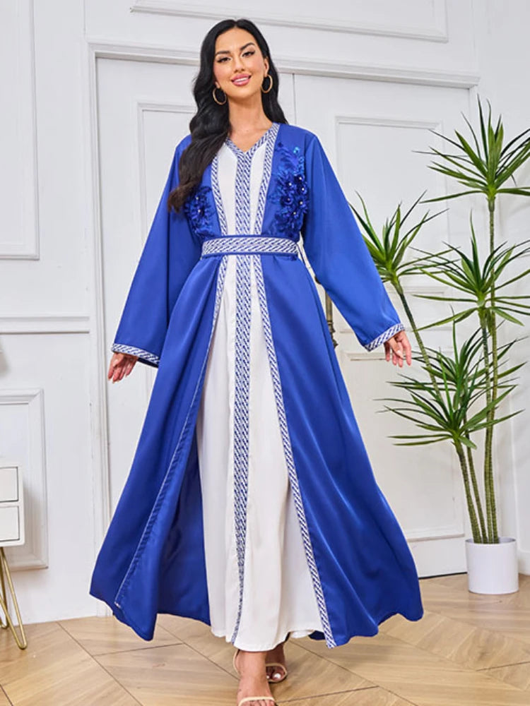 Women's Arabian Polyester Full Sleeves Embroidered Casual Dress