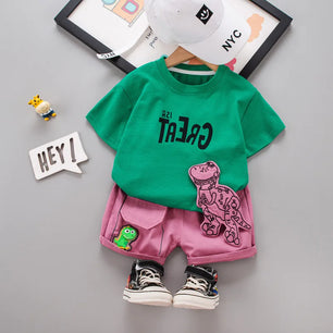 Kid's Boys Cotton O-Neck Short Sleeves Letter Pattern Clothes