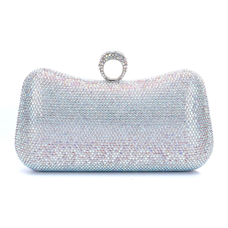 Women's Metallic Hasp Closure Sequined Bridal Wedding Clutch