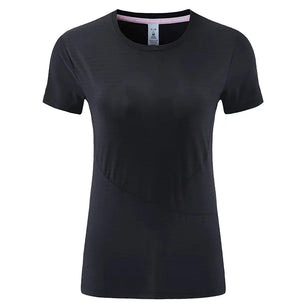 Women's Nylon O-Neck Short Sleeves Fitness Yoga Workout Top