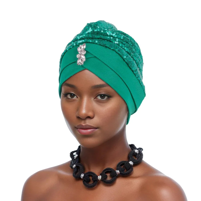 Women's Arabian Polyester Head Wrap Sequin Pattern Elegant Hijabs