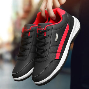 Men's PU Round Toe Lace-Up Closure Running Sport Wear Sneakers