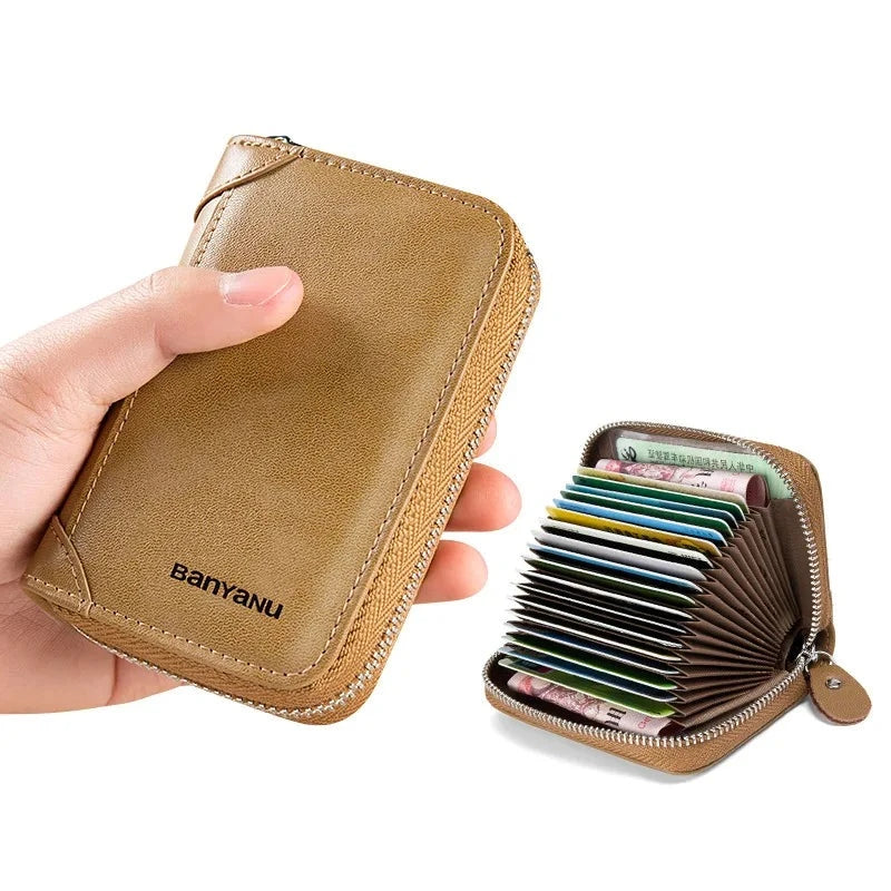 Men's Genuine Leather Letter Pattern Card Holder Trendy Wallets