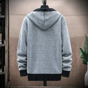 Men's Wool Full Sleeves Zipper Closure Hooded Casual Sweater