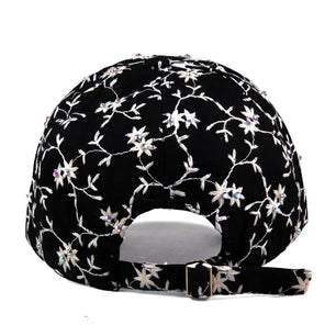 Women's Cotton Adjustable Strap Floral Pattern Casual Baseball Hat