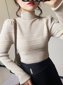 Women's Polyester Turtleneck Full Sleeves Solid Pattern Sweater