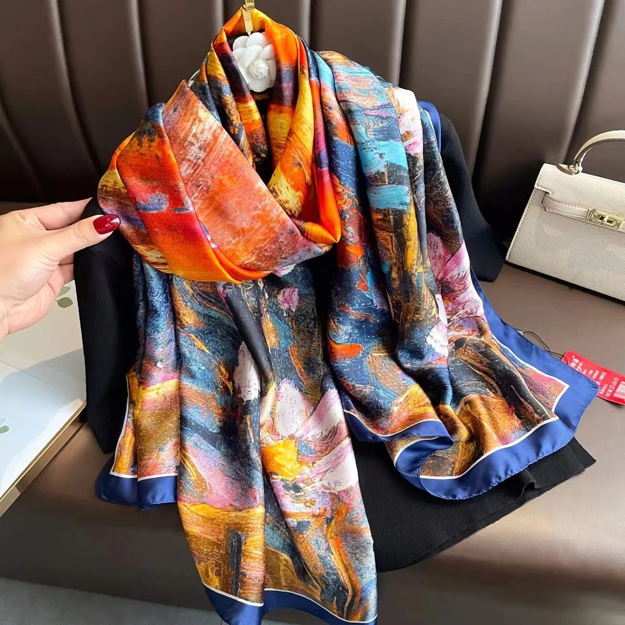 Women's Silk Neck Wrap Printed Pattern Trendy Beach Scarves