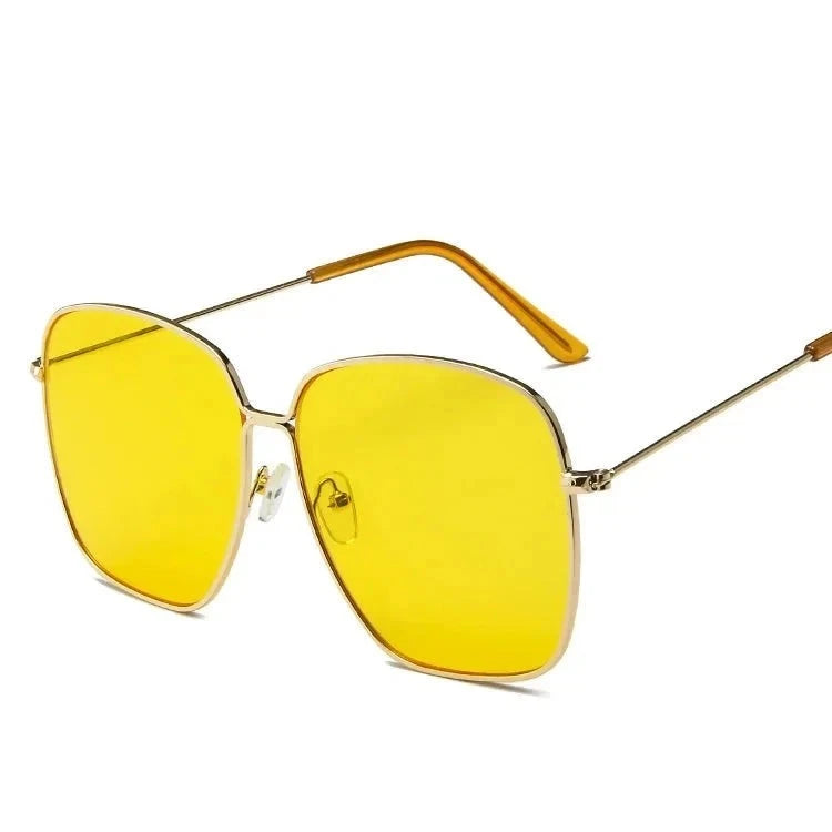 Women's Alloy Frame Acrylic Lens Square Shaped UV400 Sunglasses