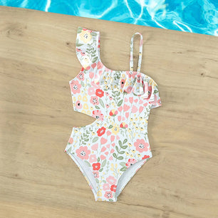 Kid's Polyester Printed Pattern One-Piece Trendy Swimwear Suit