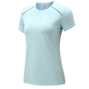 Women's Polyester Short Sleeve Breathable Plain Pattern Yoga Shirt