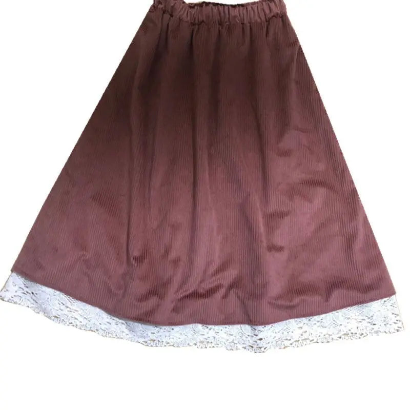 Women's Cotton High Waist Solid Pattern Casual Wear Vintage Skirts