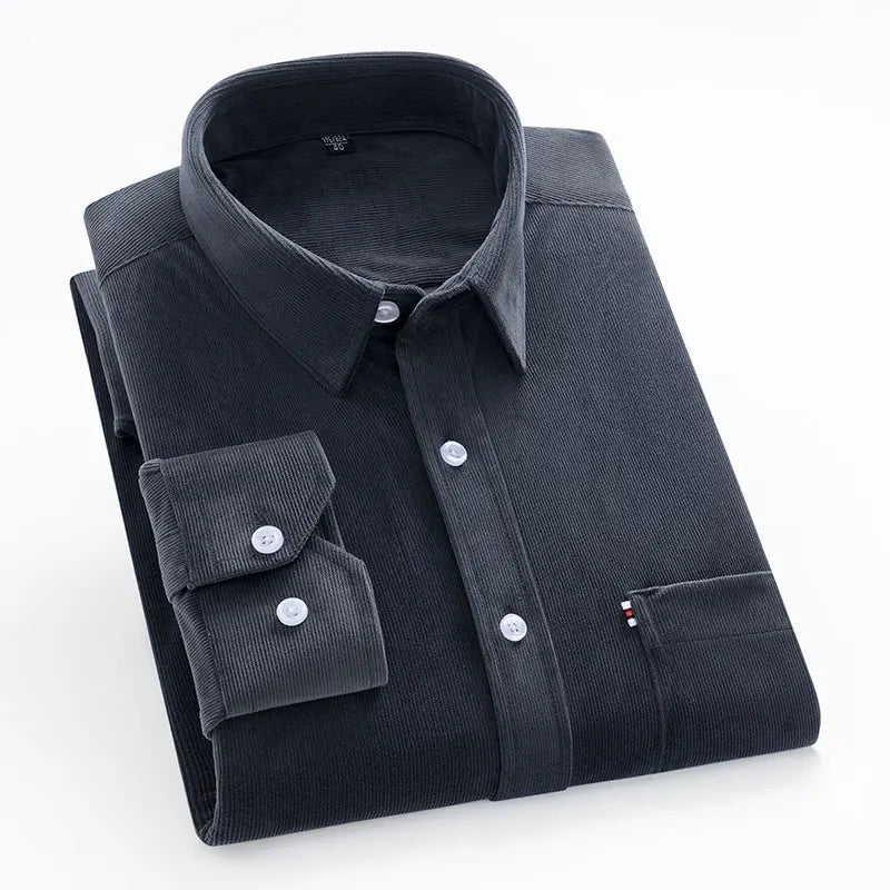 Men's Spandex Turn-Down Collar Full Sleeves Single Breasted Shirt