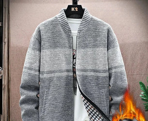 Men's Wool Stand Collar Full Sleeves Zipper Closure Casual Sweater