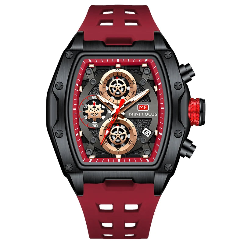 Men's Alloy Case Buckle Clasp Tonneau Shaped Quartz Wrist Watch