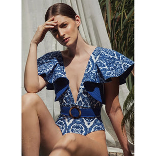 Women's Polyester Printed Pattern Bathing One Piece Swimwear