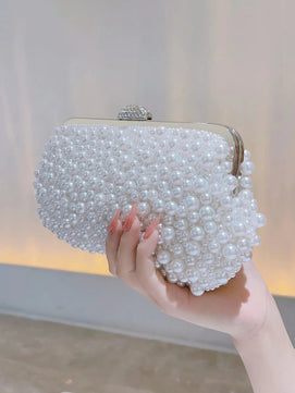 Women's PU Hasp Closure Beaded Pattern Classic Wedding Clutch