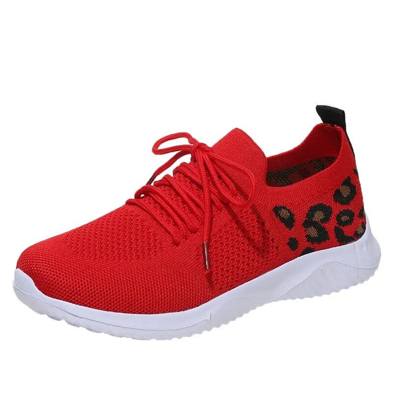 Women's Mesh Round Toe Lace-up Closure Breathable Sports Shoes