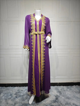 Women's Arabian Polyester Full Sleeves Embroidery Pattern Dress