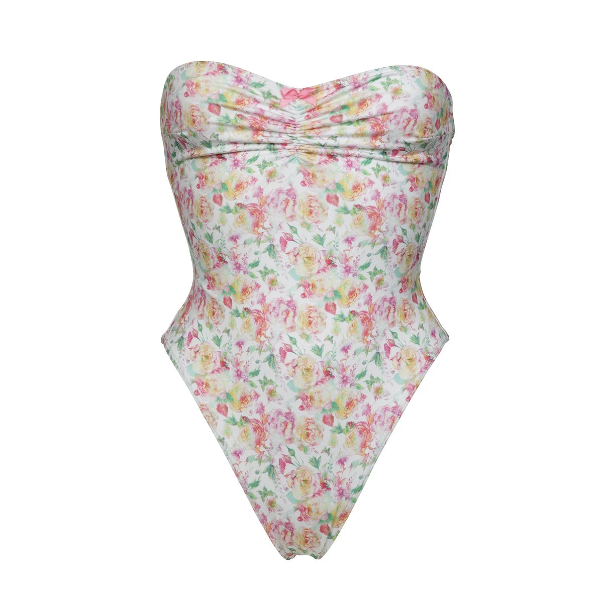 Women's Polyester Sweetheart-Neck Floral Pattern Bathing One-Piece