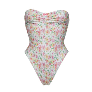 Women's Polyester Sweetheart-Neck Floral Pattern Bathing One-Piece