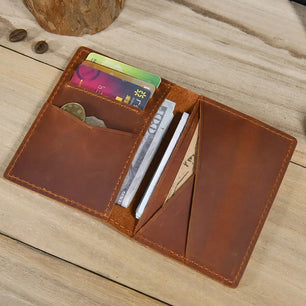 Men's Genuine Leather Solid Pattern Card Holder Trendy Wallets