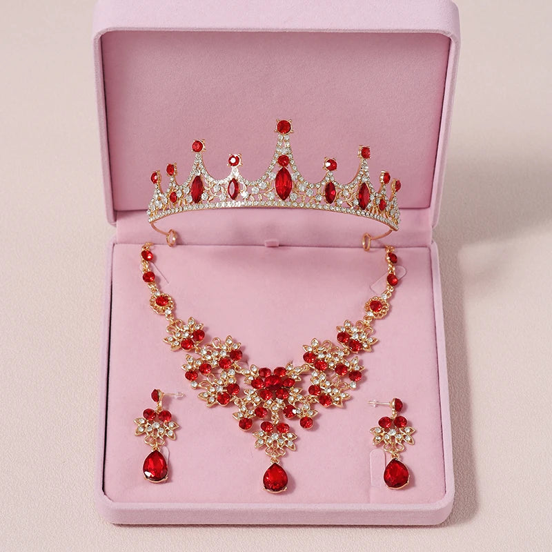 Women's Zinc Alloy Water Drop Bridal Wedding Crown Jewelry Sets