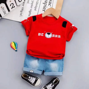 Kid's Boys Cotton Short Sleeves Letter Pattern Casual Clothes