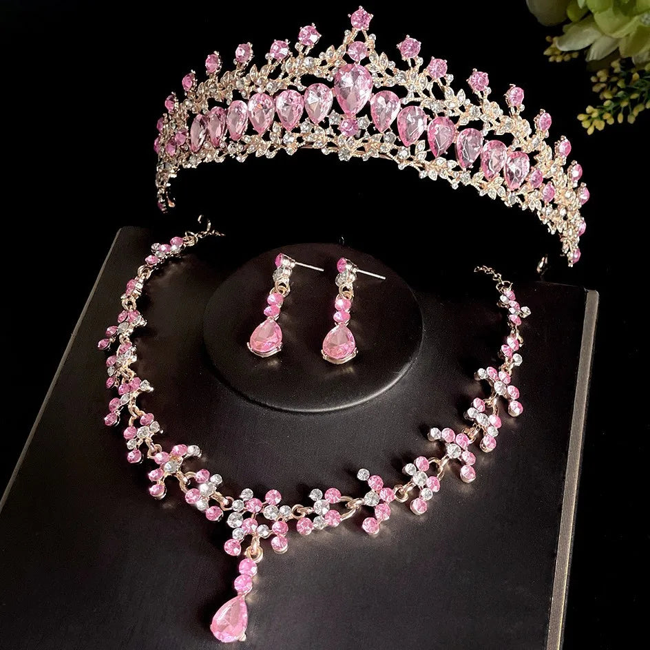 Women's Zinc Alloy Water Drop Bridal Wedding Crown Jewelry Sets