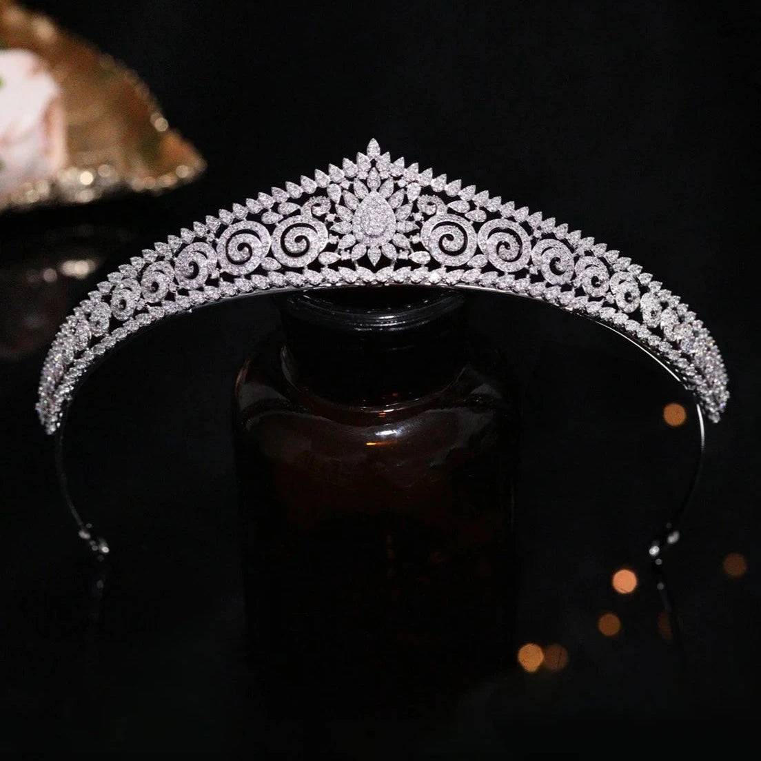 Women's Copper Plant Pattern Tiaras Elegant Bridal Wedding Crown