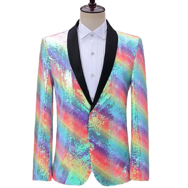 Men's Shawl Collar Long Sleeves Single Button Wedding Blazers