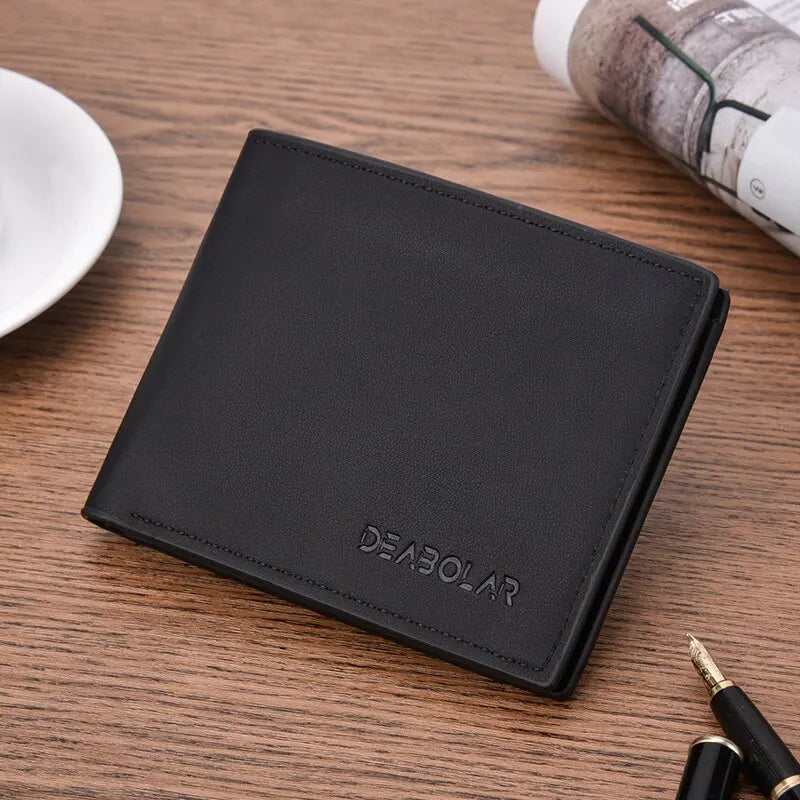 Men's PU Leather Solid Pattern Card Holder Mini Trendy Wallets