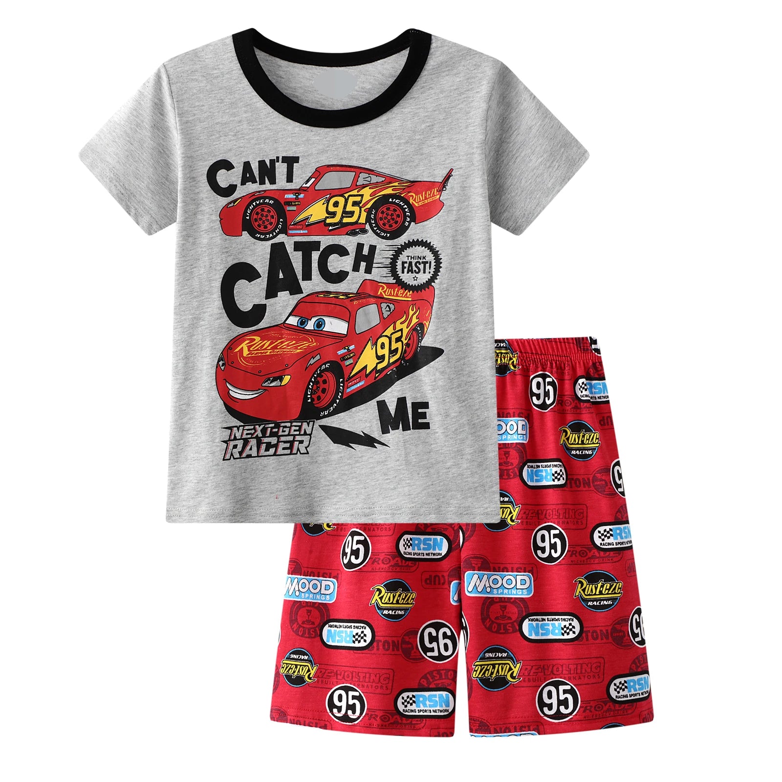 Kid's Boy Cotton O-Neck Short Sleeves Breathable Sleepwear Set