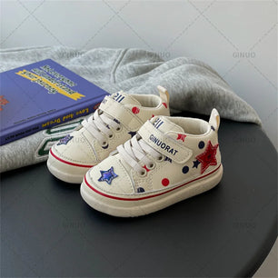 Kid's Leather Round Toe  Hook Loop Closure Casual Wear Sneakers