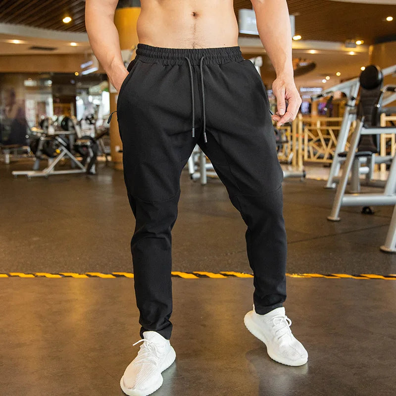 Men's Polyester Drawstring Closure Fitness Gymwear Trousers