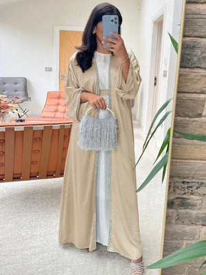 Women's Arabian Polyester Full Sleeve Solid Pattern Casual Abaya