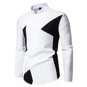 Men's Polyester Stand Collar Full Sleeves Single Breasted Shirts