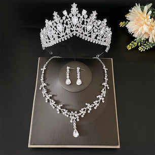 Women's Zinc Alloy Geometric Bridal Wedding Crown Jewelry Sets