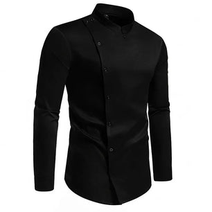 Men's Cotton Stand Collar Full Sleeve Casual Plain Pattern Shirts