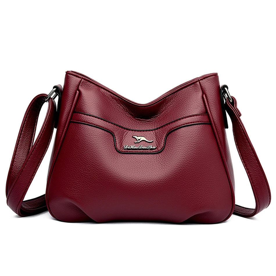 Women's PU Leather Zipper Closure Solid Pattern Shoulder Bag