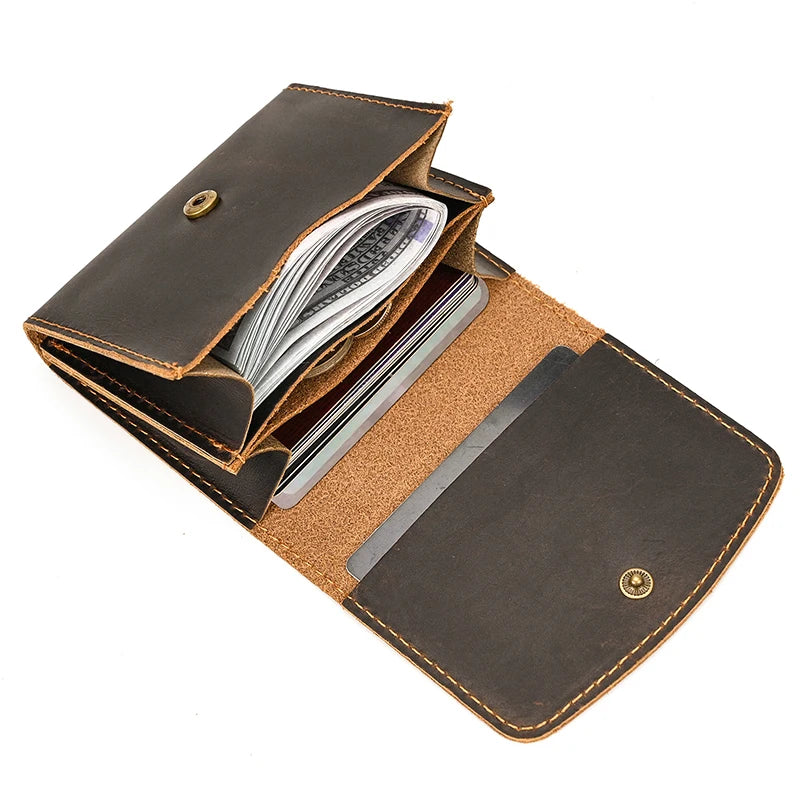 Men's Genuine Leather Solid Pattern Card Holder Vintage Wallets