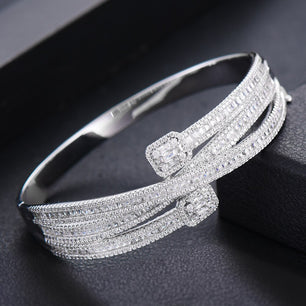 Women's Copper Cubic Zirconia Trendy Bridal Bangle With Ring