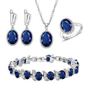 Women's 925 Sterling Silver Zircon Geometric Trendy Jewelry Set