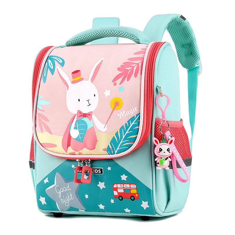 Kid's Nylon Zipper Closure Cartoon Pattern Trendy School Backpack