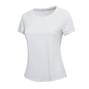 Women's Nylon O-Neck Short Sleeve Breathable Yoga Workout Top