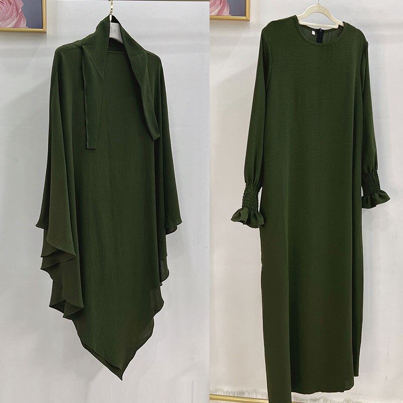 Women's Arabian Polyester Full Sleeve Two-Piece Casual Abayas