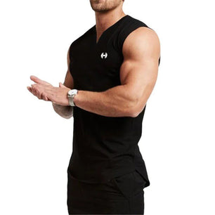 Men's V-Neck Sleeveless Quick Dry Compression Gym Wear Shirt