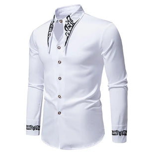 Men's Polyester Turndown Collar Full Sleeve Single Breasted Shirts