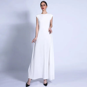 Women's Arabian Polyester Sleeveless Solid Pattern Casual Dress